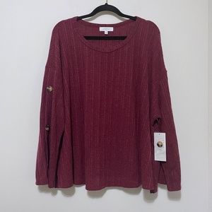 New Directions Curvy Berry Burgundy Sweater Womens 3X